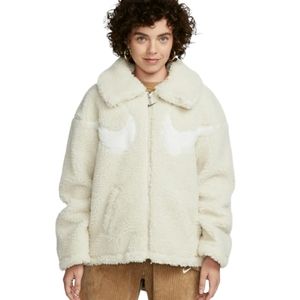 Nike Sportswear Swoosh Jacket Cream and White Sherpa Teddy 3X NWT
